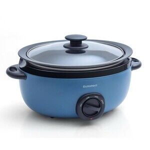3.5 Quart Slow Cooker Non Stick Pot Aluminum 3 Settings Blue, Perfect For 3-4!